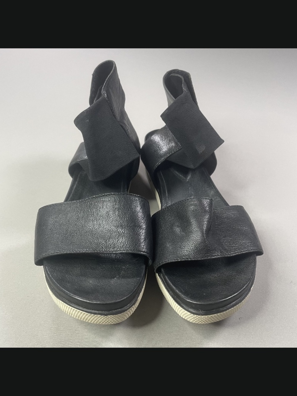 Eileen Fisher Shoes Womens 9.5 black white leather sandals summer casual - Picture 3 of 11